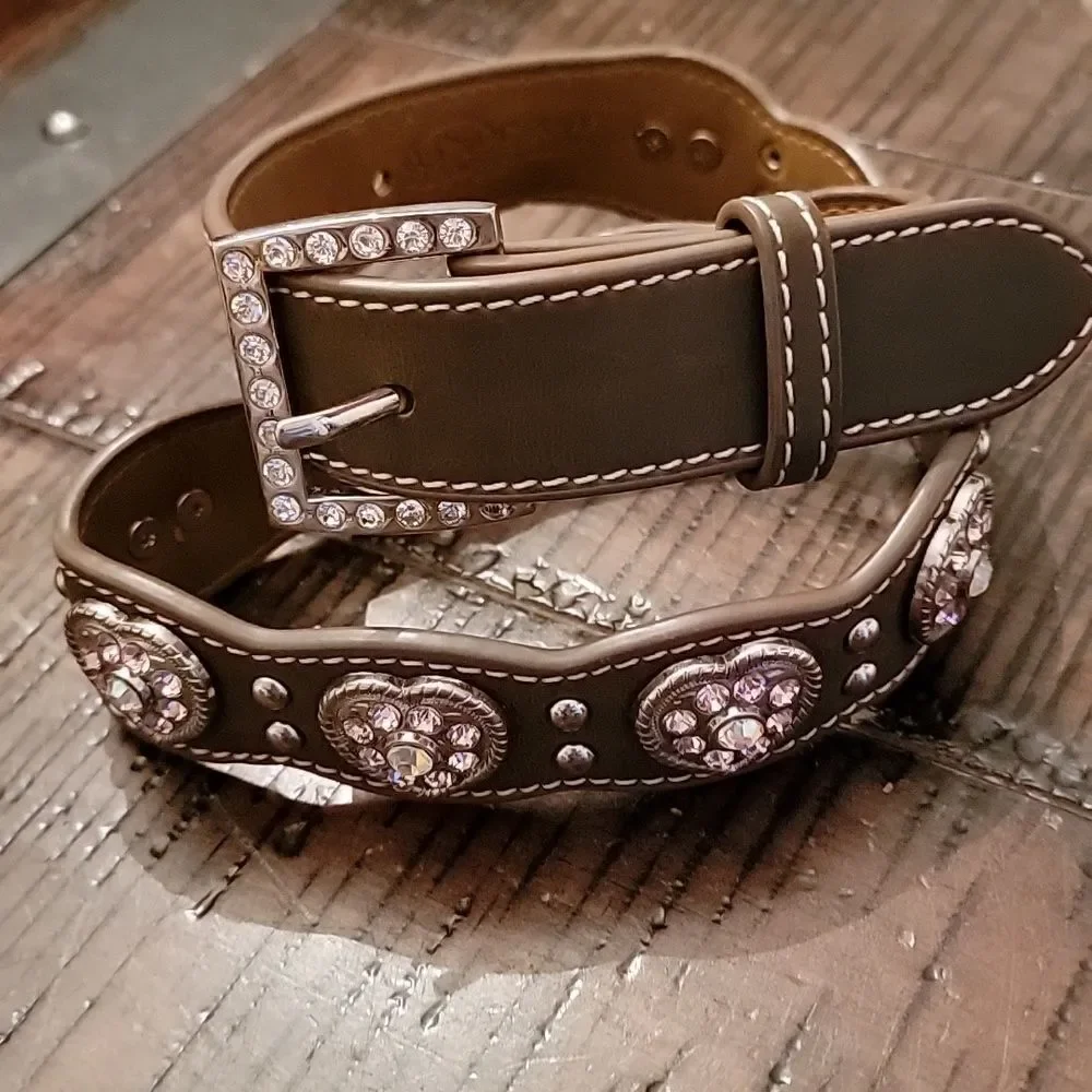 Nocona western scalloped heart youth belt size 24 brown pink N4427044 *